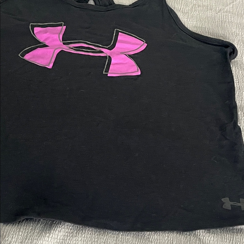 Under Armour Black Tank Top with Pink Logo - Picture 4 of 8